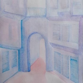 Painting titled "La porte du savoir…" by Bega, Original Artwork, Watercolor