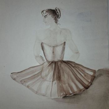 Drawing titled "La Ballerine  ©" by Bega, Original Artwork, Watercolor
