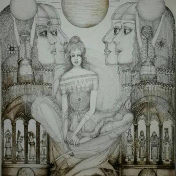 「Les Ptolémées  ©」というタイトルの描画 Begaによって, オリジナルのアートワーク, インク
