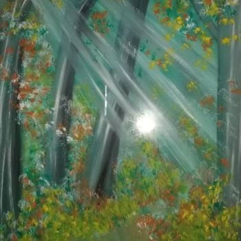 Painting titled "Forêt noire  ©" by Bega, Original Artwork, Gouache