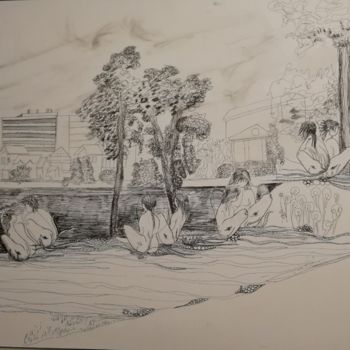 Zeichnungen mit dem Titel "Déjeuner sur l'herb…" von Bega, Original-Kunstwerk, Tinte
