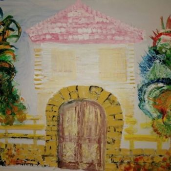 Painting titled "La Maison du Bonheu…" by Bega, Original Artwork, Watercolor