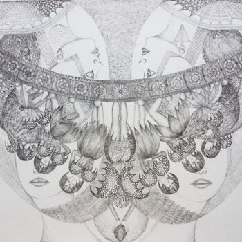 Dessin intitulée "La force de l'invis…" par Bega, Œuvre d'art originale, Encre