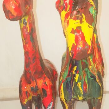Sculpture intitulée "Le duo ©" par Bega, Œuvre d'art originale, Papier mâché