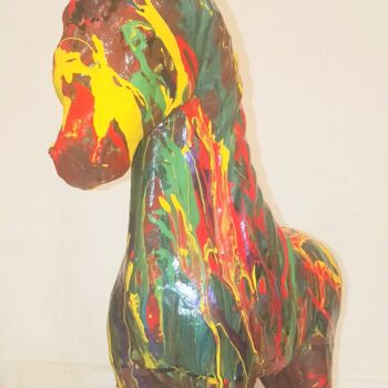 Sculptuur getiteld "La licorne ©" door Bega, Origineel Kunstwerk, Papier maché