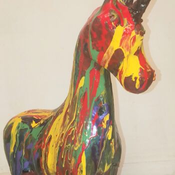 Escultura titulada "La licorne a ©" por Bega, Obra de arte original, Papel maché