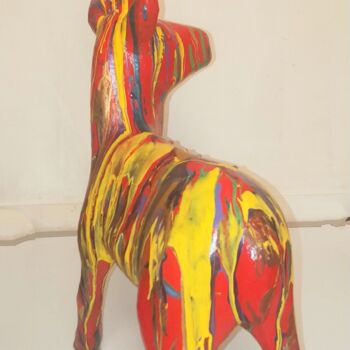 Sculpture titled "Le cerf de dos ©" by Bega, Original Artwork, Paper maché