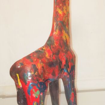 Sculpture titled "Girafe côté droit ©" by Bega, Original Artwork, Paper maché