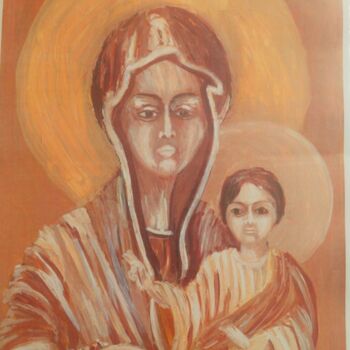 Pintura titulada "Jésus et Marie ©" por Bega, Obra de arte original, Gouache