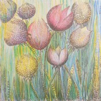 图画 标题为“Les belles tulipes ©” 由Bega, 原创艺术品, 水彩