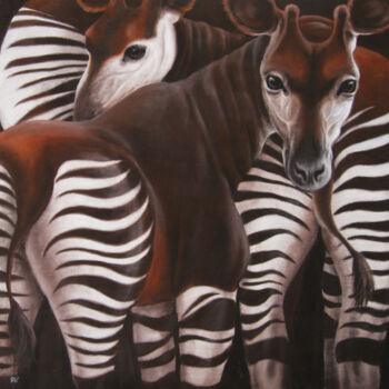 Pintura titulada "okapi, peinture ani…" por Behzad Nahed, Obra de arte original, Acrílico Montado en Bastidor de camilla de…