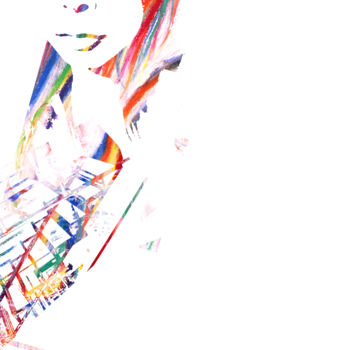 「階段と女性」というタイトルのデジタルアーツ 唄西繭子 / Mayuko Utanishiによって, オリジナルのアートワーク, デジタル絵画