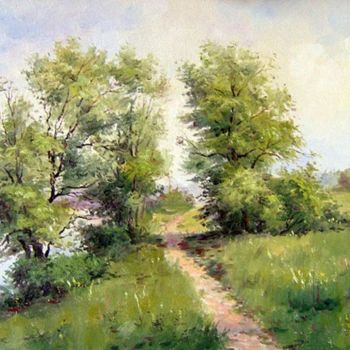 제목이 "Тропинка вдоль реки"인 미술작품 Biekasova로, 원작, 기름