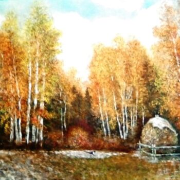 Painting titled "золотая осень" by Beker, Original Artwork, Oil