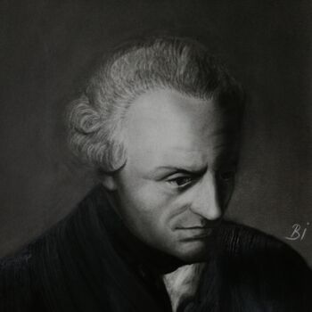 Drawing titled "Immanuel Kant" by Bekir İSlam, Original Artwork, Graphite Mounted on Cardboard