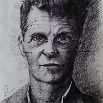 "Ludwig Wittgenstein" başlıklı Resim Bekir İSlam tarafından, Orijinal sanat, Tükenmez kalem