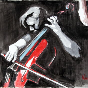 Peinture intitulée "Cellist" par Bela Kovacs, Œuvre d'art originale, Acrylique