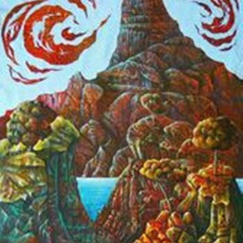 Pintura titulada "Спящий вулкан / Sle…" por Bela Lebedeva, Obra de arte original, Acrílico