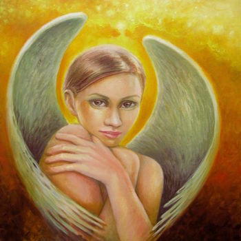 Malerei mit dem Titel "GALAXY ANGEL" von Izabela Krzyszkowska Kiełek, Original-Kunstwerk, Öl