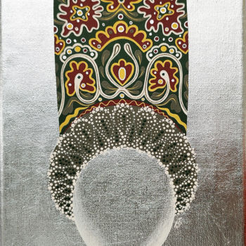 Pintura intitulada "Green Kokoshnik, ac…" por Yulia Belasla, Obras de arte originais, Acrílico