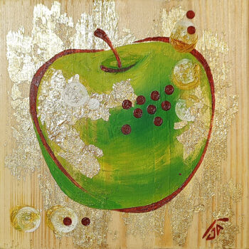 Painting titled "Green apple" by Yulia Belasla, Original Artwork, Oil