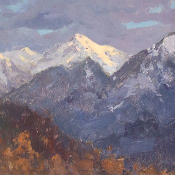 Painting titled "Alpine peak1" by Ekaterina Belaia, Original Artwork, Oil