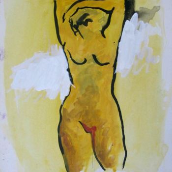 Dessin intitulée " le nu jaune" par Belaziz, Œuvre d'art originale, Autre