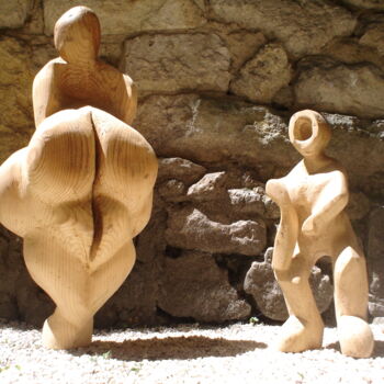 Sculpture titled "Couple" by Belfeygor, Original Artwork, Wood
