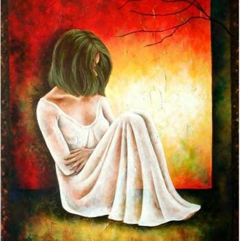 Painting titled "Thinking About you" by Belinda Flores-Shinshillas, Original Artwork