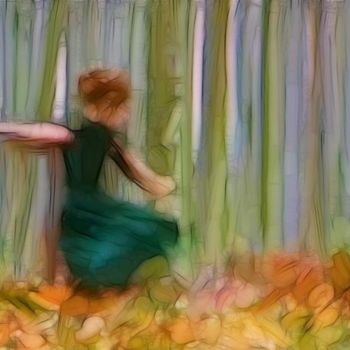 Digitale Kunst mit dem Titel "dans la forêt" von Eric Belin, Original-Kunstwerk, Digitale Malerei