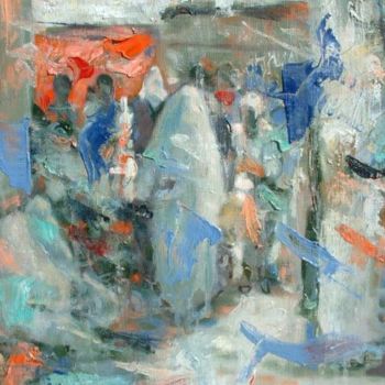 Pittura intitolato "Souk a Tlemcen" da Abdelkader Belkhorissat, Opera d'arte originale