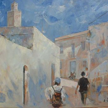 Peinture intitulée "Montée de Sidi Boum…" par Abdelkader Belkhorissat, Œuvre d'art originale