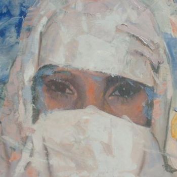 Painting titled "visage voilé" by Abdelkader Belkhorissat, Original Artwork