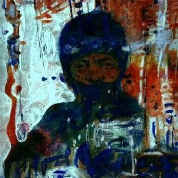 Peinture intitulée "l'homme tergui" par Abdelkader Belkhorissat, Œuvre d'art originale