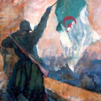 Картина под названием "l'indépendance" - Abdelkader Belkhorissat, Подлинное произведение искусства