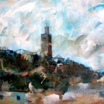 Pintura intitulada "tlemcen  mosquée  s…" por Abdelkader Belkhorissat, Obras de arte originais