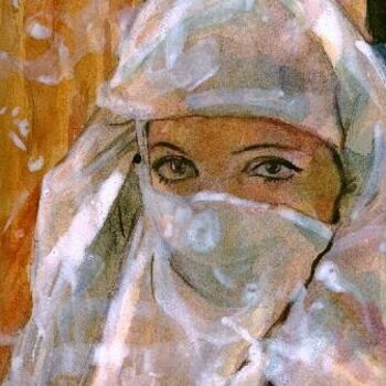 Картина под названием "femme au voile" - Abdelkader Belkhorissat, Подлинное произведение искусства