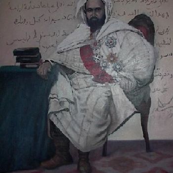 Painting titled "el amir  ABDELKADER" by Abdelkader Belkhorissat, Original Artwork