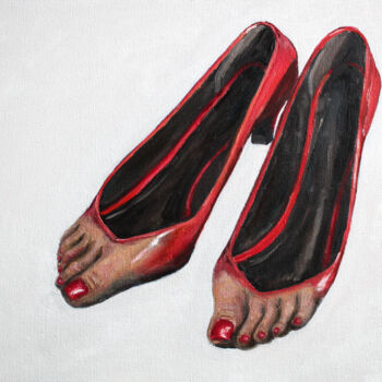 Painting titled "TOES HEELS" by Ok Belkina, Original Artwork, Oil