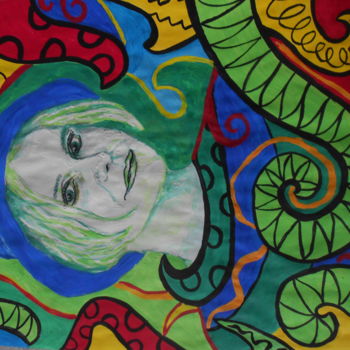 Malerei mit dem Titel "La jeune fille avec…" von Andrea Schimböck-Marock, Original-Kunstwerk, Gouache