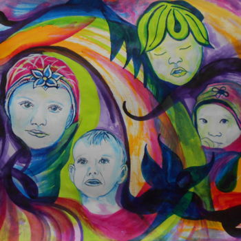 Schilderij getiteld "Bambini" door Andrea Schimböck-Marock, Origineel Kunstwerk, Acryl