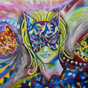 Pittura intitolato "La gatta" da Andrea Schimböck-Marock, Opera d'arte originale