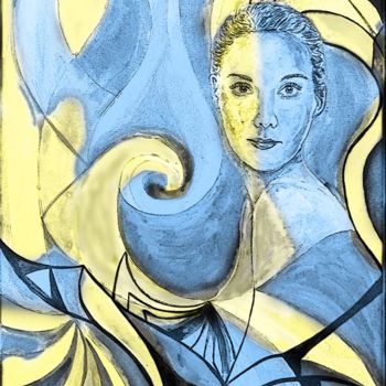 Malarstwo zatytułowany „Blue-yellow dreams” autorstwa Andrea Schimböck-Marock, Oryginalna praca
