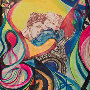 Painting titled "L´amour parisien" by Andrea Schimböck-Marock, Original Artwork, Acrylic
