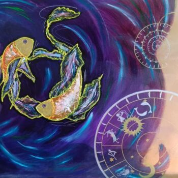 Картина под названием "Знак зодиака-Рыбы" - Bella Metreveli, Подлинное произведение искусства, Акрил