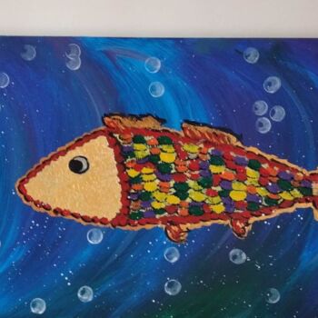 Pittura intitolato "Funny fish" da Bella Metreveli, Opera d'arte originale, Acrilico