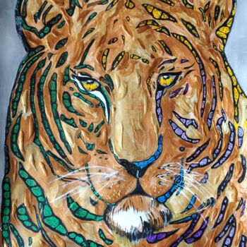 「Загадочный тигр」というタイトルの絵画 Bella Metreveliによって, オリジナルのアートワーク, アクリル