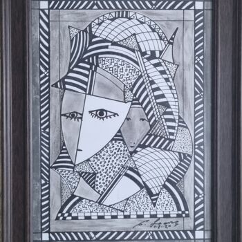 Drawing titled "geométrick face" by Bellasartes Caldas Novas, Original Artwork, Pigments
