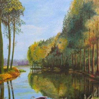Pittura intitolato "Reflet d'arbres" da Danielle Belle Josse, Opera d'arte originale