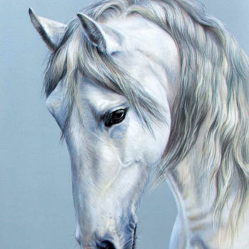 Painting titled "White Beauty. Origi…" by Ekaterina Styazhkina, Original Artwork, Pastel